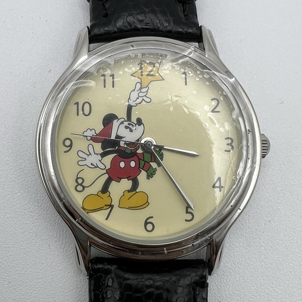 Disney Mickey Mouse Wrist Watch Black Leather Band Special Edition Collection